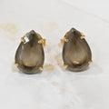 18K Gold Plated Teardrop Neutral Stone 10x15mm Earrings