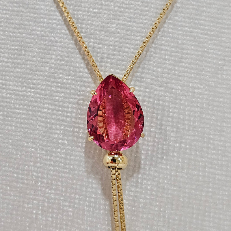 18K Gold Plated Colorful Teardrop Adjustable Necklace