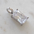 White Rhodium Plated Charm Square Pendant