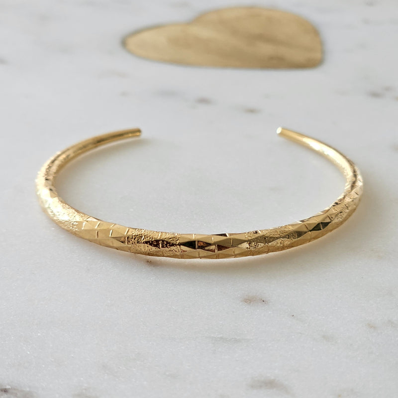 18K Gold Plated Matte Cuff Bracelet