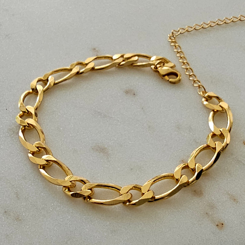 18K Gold Plated Figaro Link Bracelet