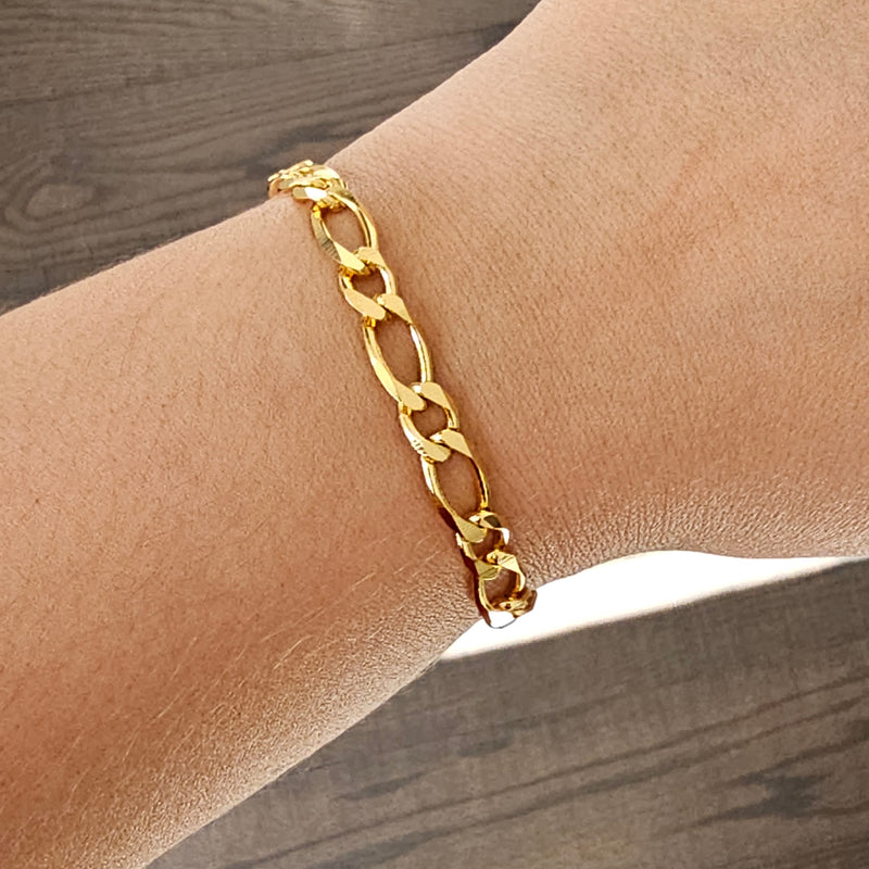 18K Gold Plated Figaro Link Bracelet