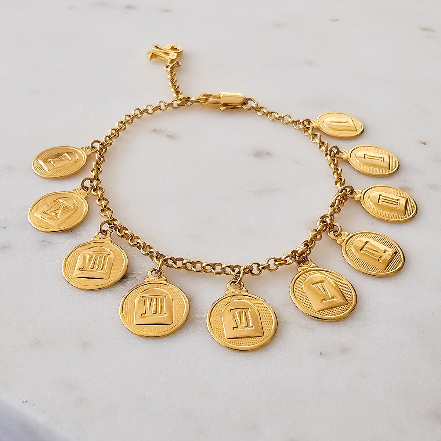 18K Gold Plated Bracelet with the Ten Commandments engraved.