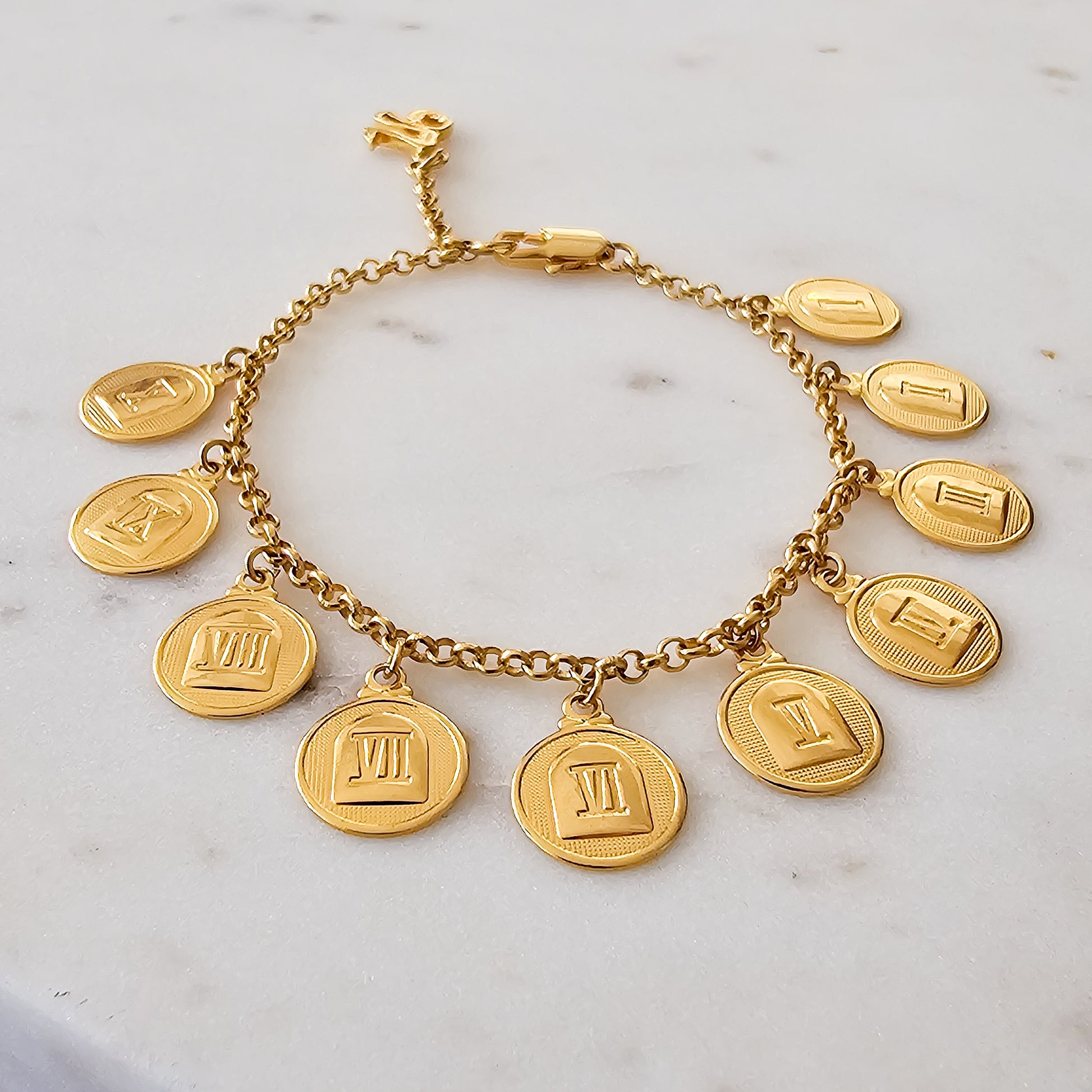 18K Gold Plated Bracelet with the Ten Commandments engraved.