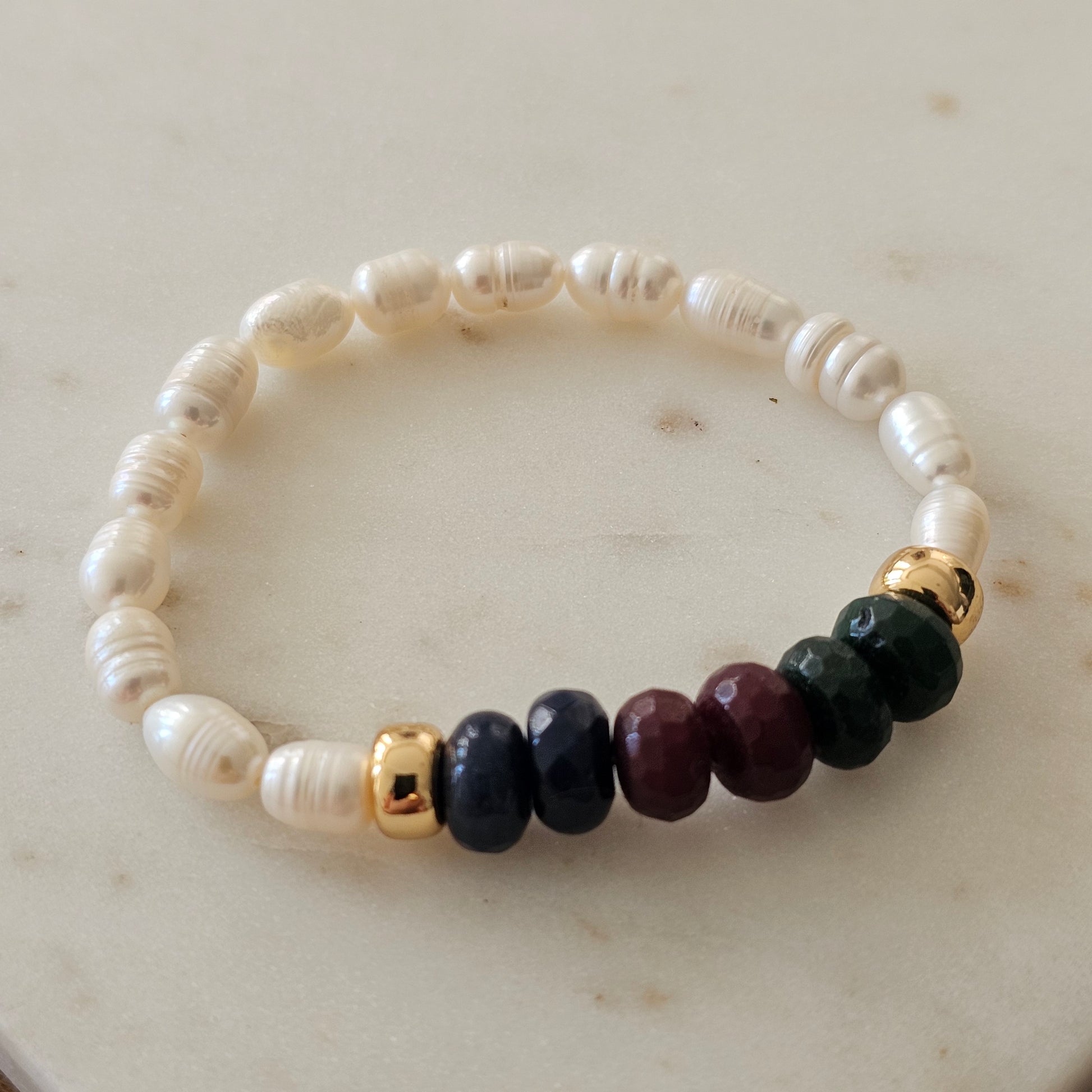 18K Gold Plated Bracelet with colorful zoisite baroque pearls.