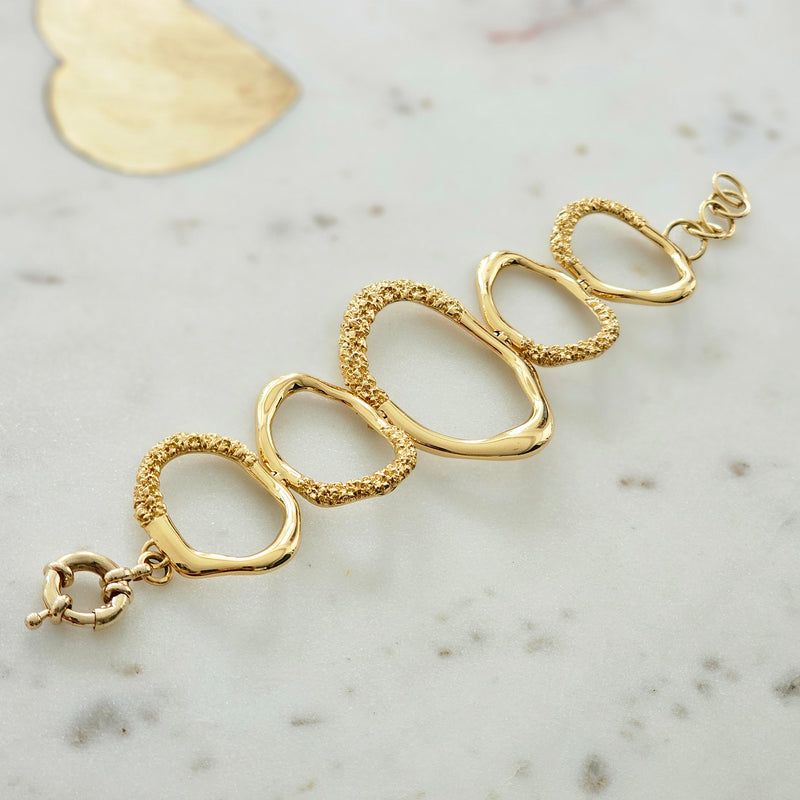 18K Gold Plated Five Matte Circles Bracelet