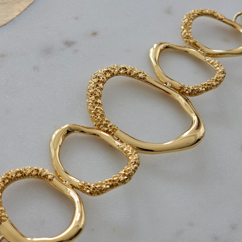 18K Gold Plated Five Matte Circles Bracelet