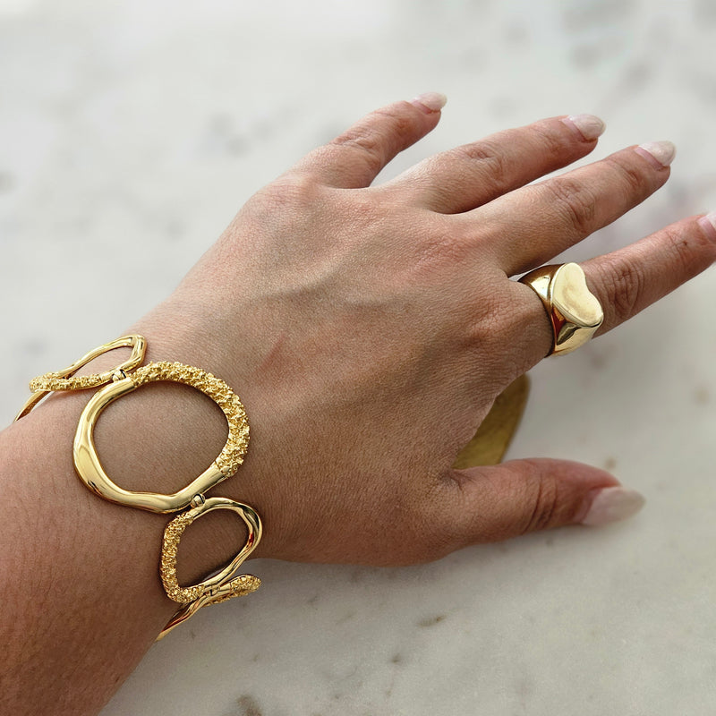 18K Gold Plated Five Matte Circles Bracelet