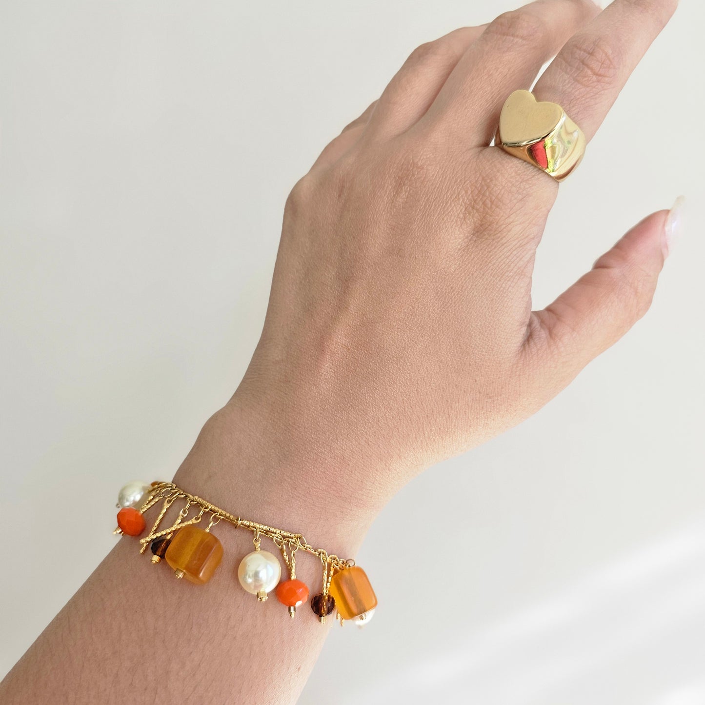 18K Gold Plated Pearls and Colorful Bracelet