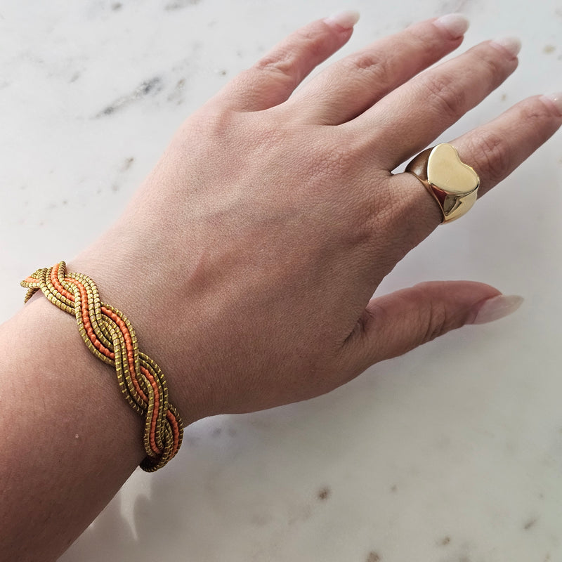 Thick Golden Grass Orange Bracelet