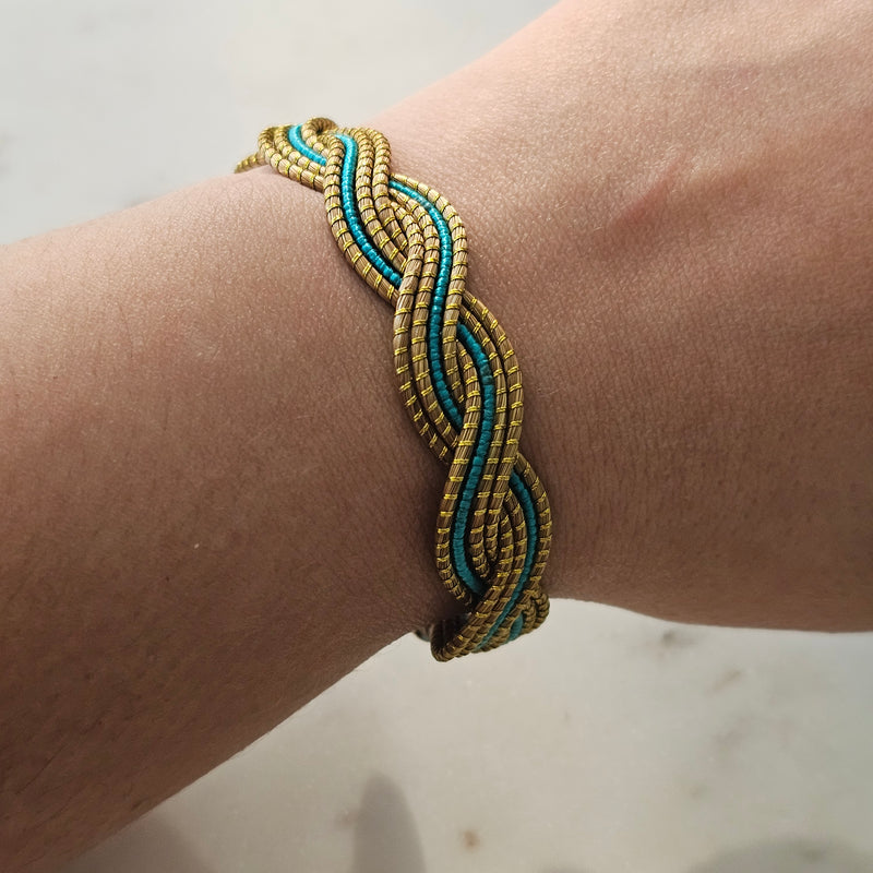 Thick Golden Grass Blue Bracelet