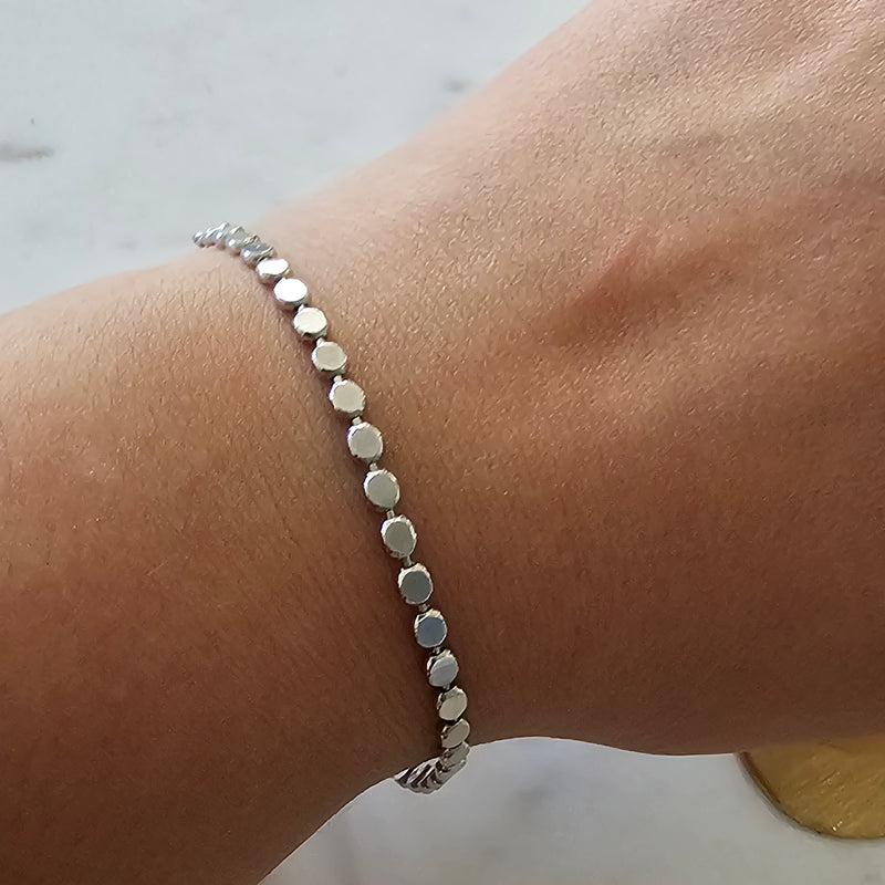 White Rhodium Plated Minimalist Dot Bracelet