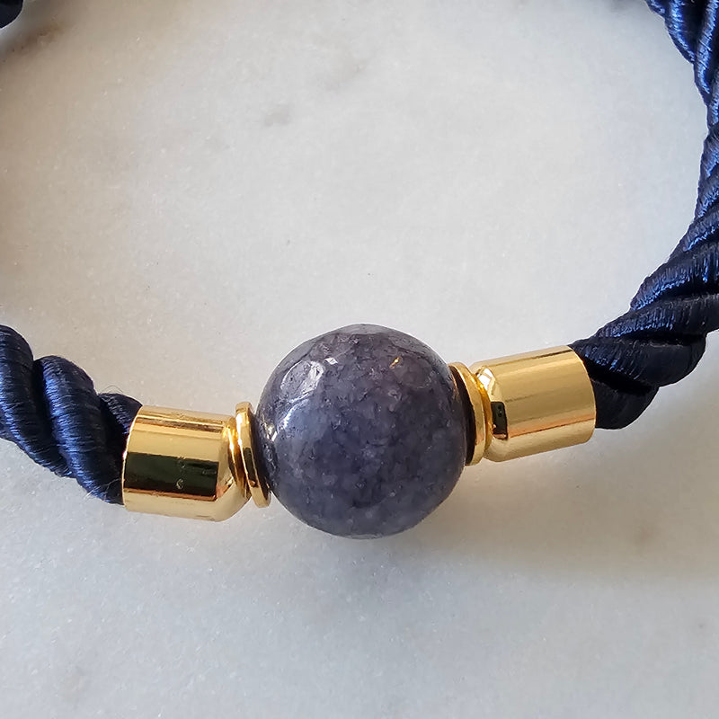 18K Gold Plated Round Sodalite Bracelet