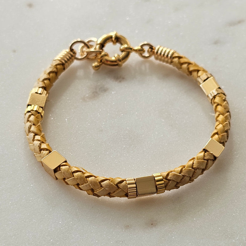 18K Gold Plated Leather Bracelet