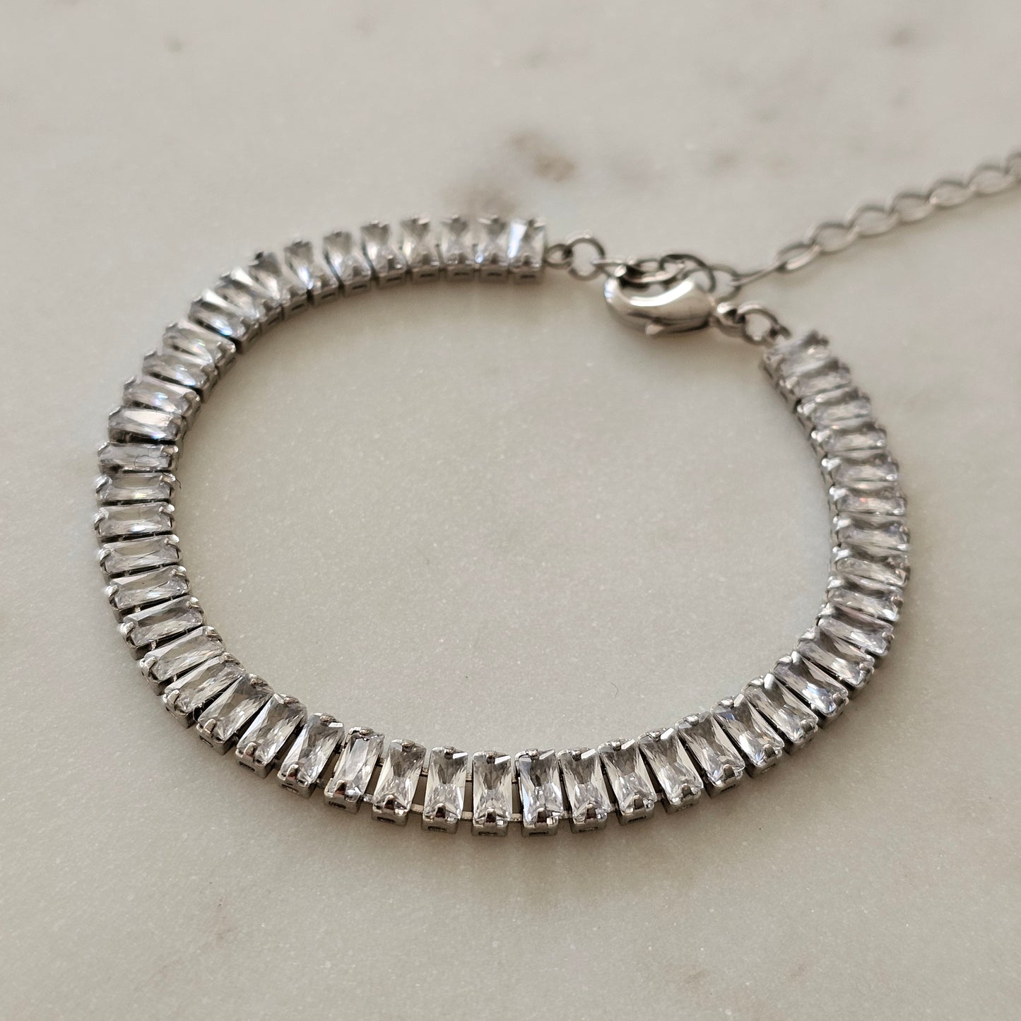 White Rhodium Plated Baguette Zirconia Bracelet