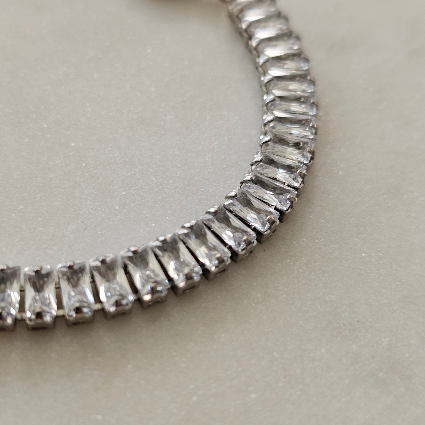 White Rhodium Plated Baguette Zirconia Bracelet