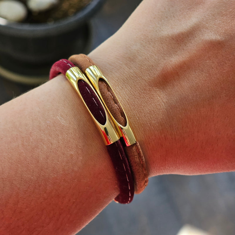 18K Gold Plated Brown Suede Bracelet