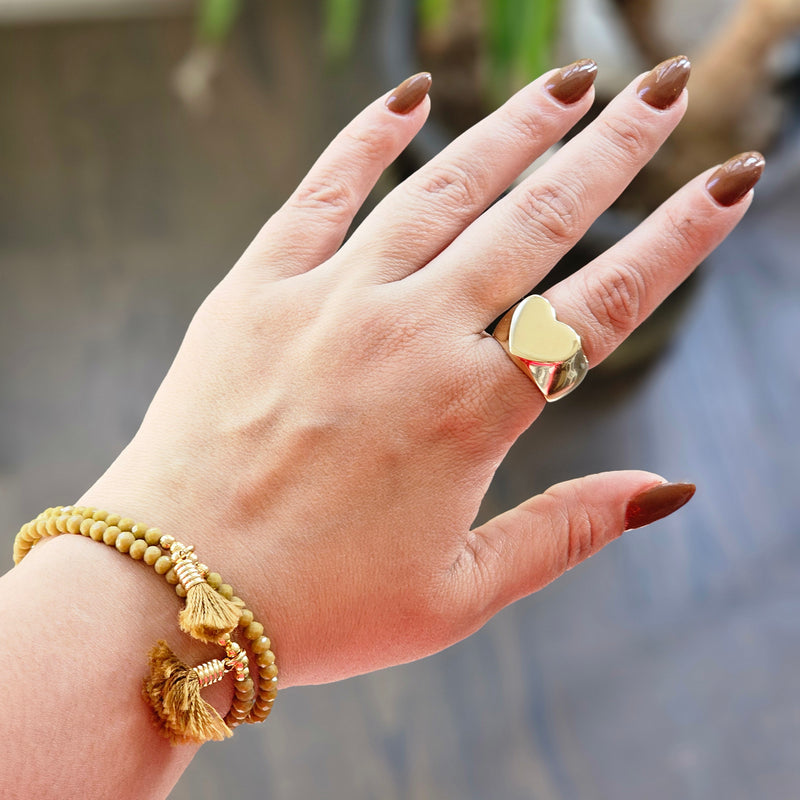 18K Gold Plated Green Crystal and Pompom Bracelet