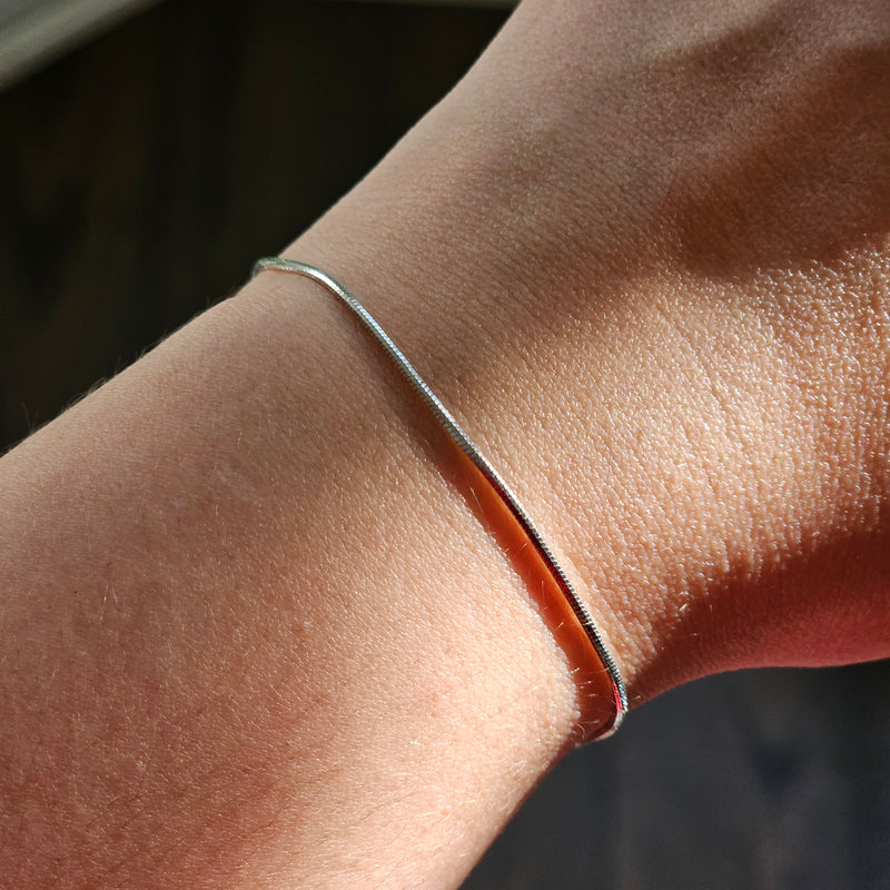 White Rhodium Plated Cable Bracelet