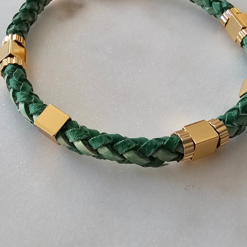 18K Gold Plated Leather Bracelet