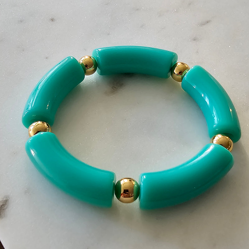 18K Gold Plated Thick Resin Tube Bracelet