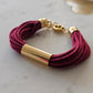 18K Gold Plated Bracelet with red multi-wire details.