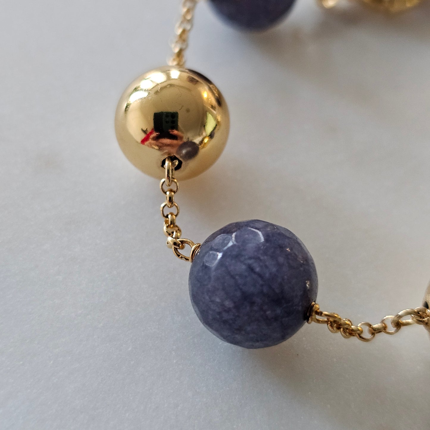 18K Gold Plated Golden and Stone Balls Bracelet