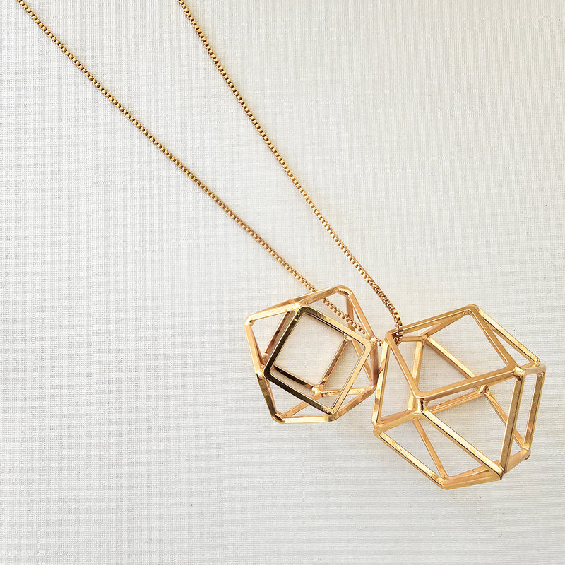 18K Gold Plated Polygon Necklace