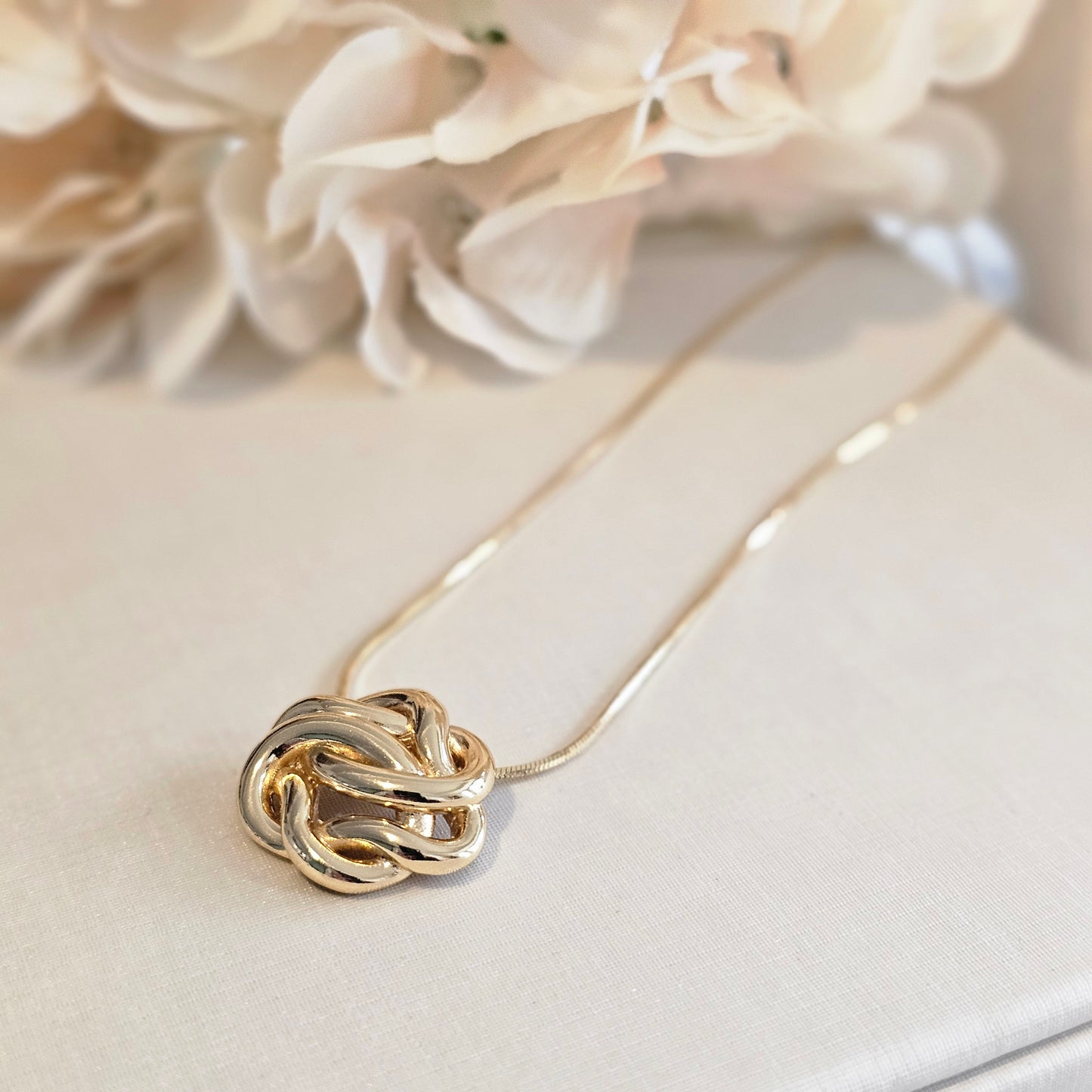 18K Gold Plated Flower Herringbone Chain 40cm Necklace