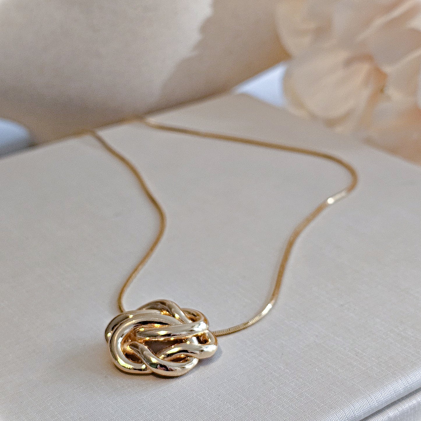 18K Gold Plated Flower Herringbone Chain 40cm Necklace