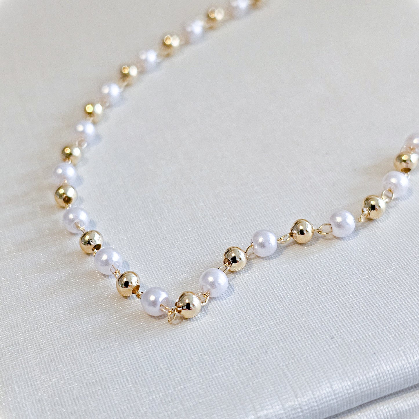 18K Gold Plated Delicate Mini Pearls Necklace