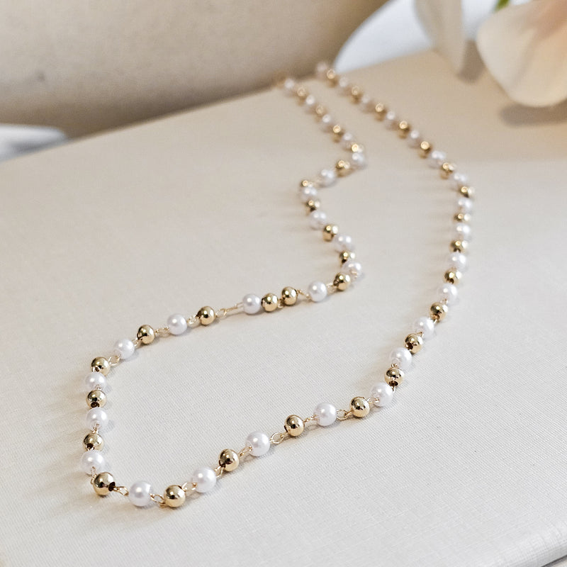 18K Gold Plated Delicate Mini Pearls Necklace