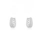 White Rhodium Plated Small Click Oval Hoops Studded Zirconia Earrings