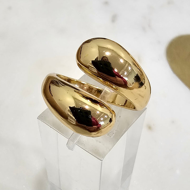 18K Gold Plated Adjustable Domed Ring