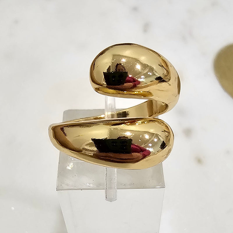 18K Gold Plated Adjustable Domed Ring