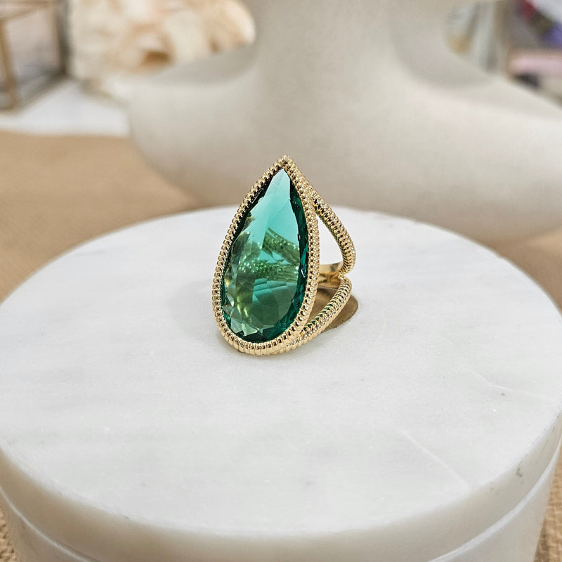 18K Gold Plated Green Paraiba Ring