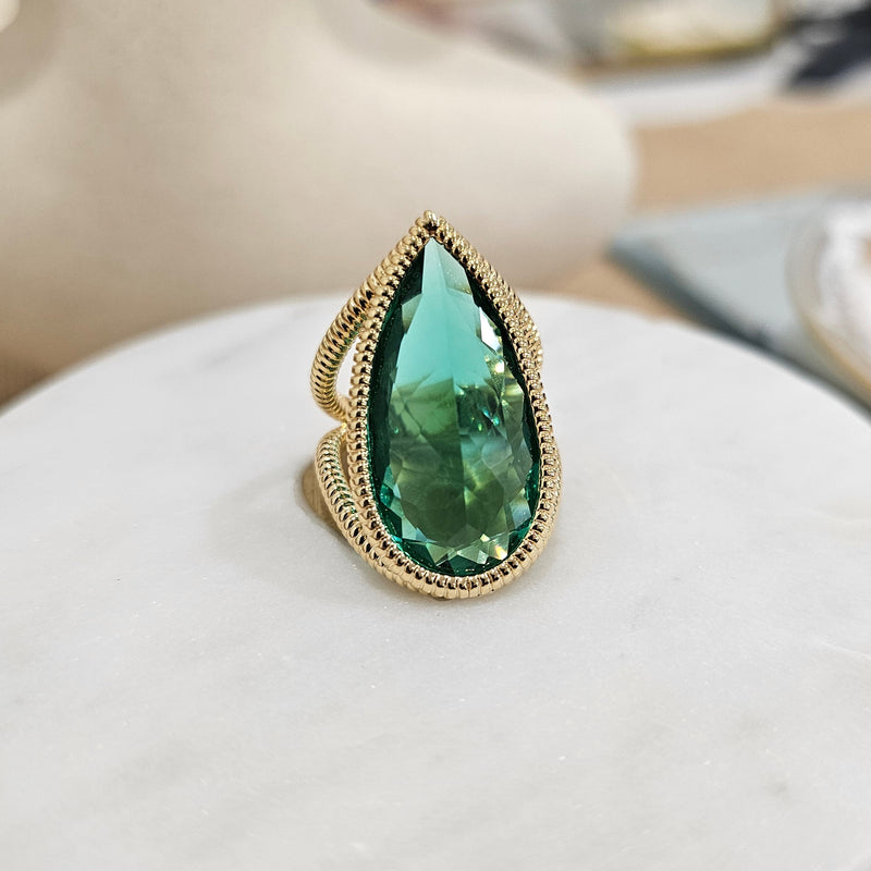 18K Gold Plated Green Paraiba Ring