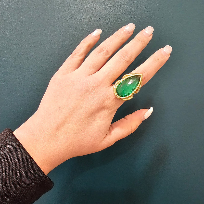 18K Gold Plated Green Paraiba Ring