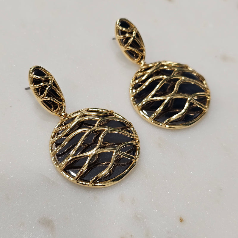 18K Gold Plated Black Rhodium Earrings