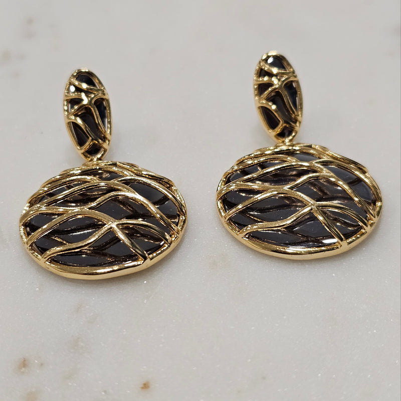 18K Gold Plated Black Rhodium Earrings