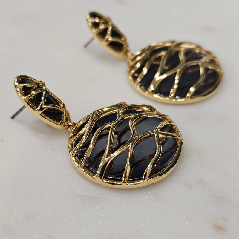 18K Gold Plated Black Rhodium Earrings