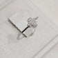 White Rhodium Plated Clover Studded Zirconia Ring