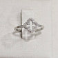 White Rhodium Plated Clover Studded Zirconia Ring