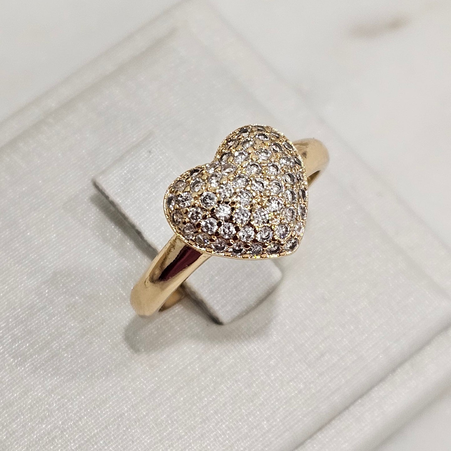 18K Gold Plated Heart Studded Zirconia Ring