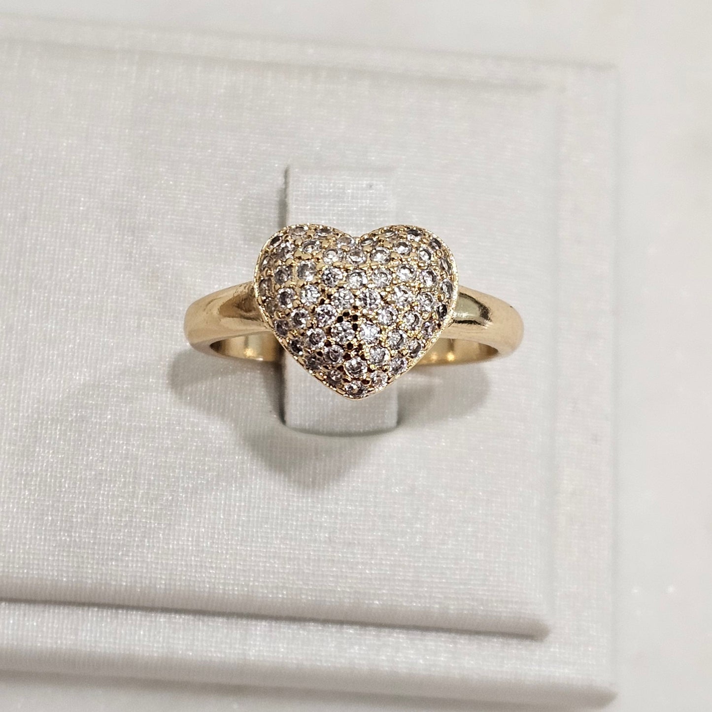 18K Gold Plated Heart Studded Zirconia Ring