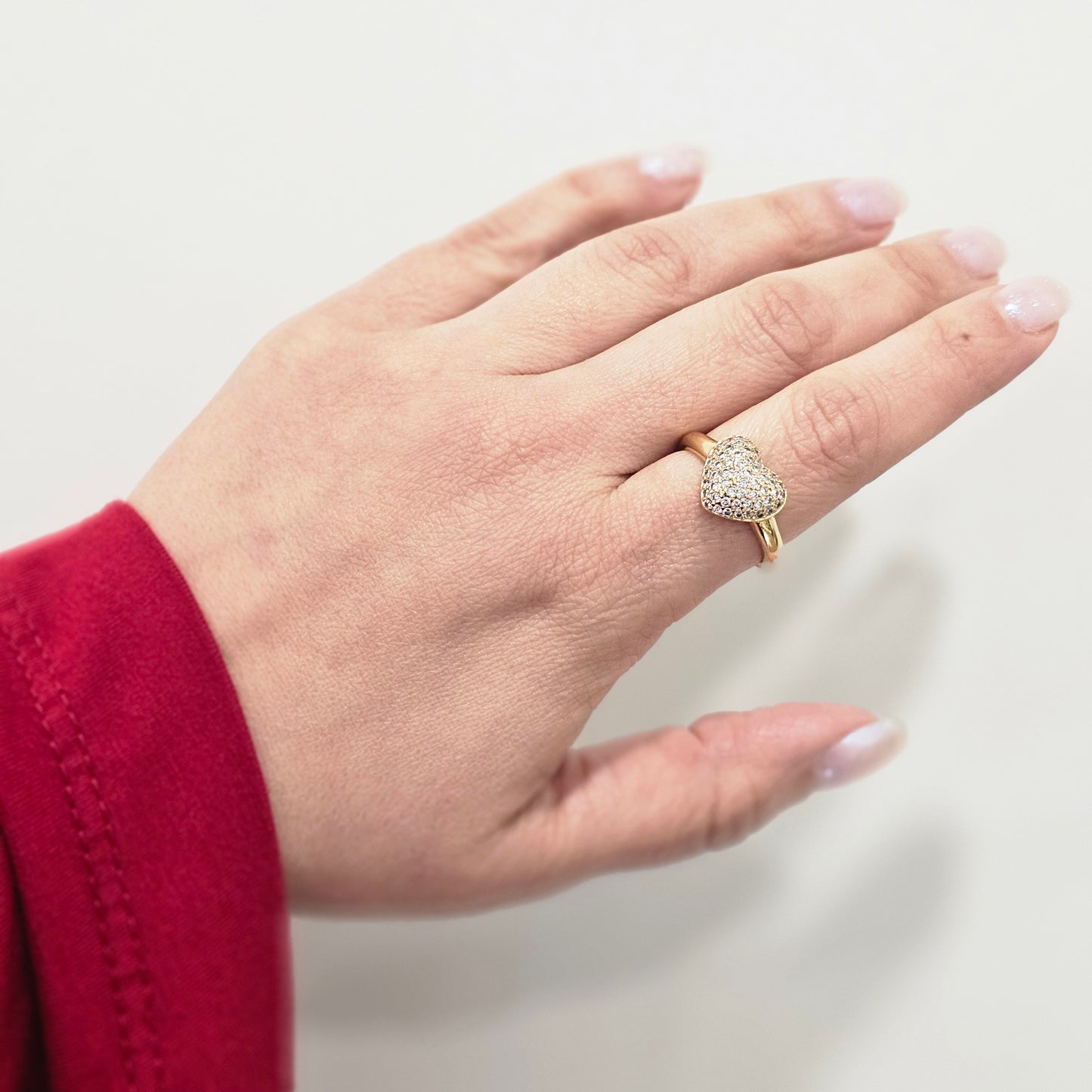 18K Gold Plated Heart Studded Zirconia Ring