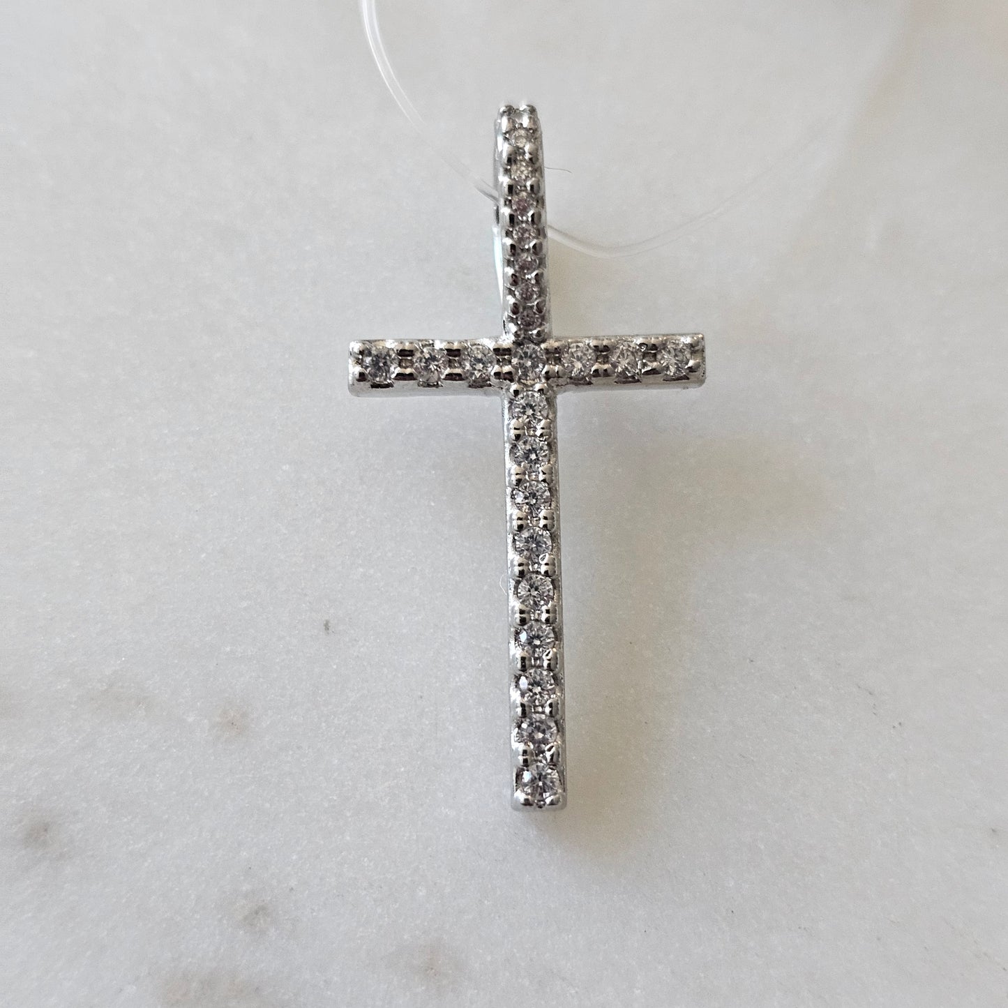 White Rhodium Plated Personalized Letter Studded Zirconia Pendant