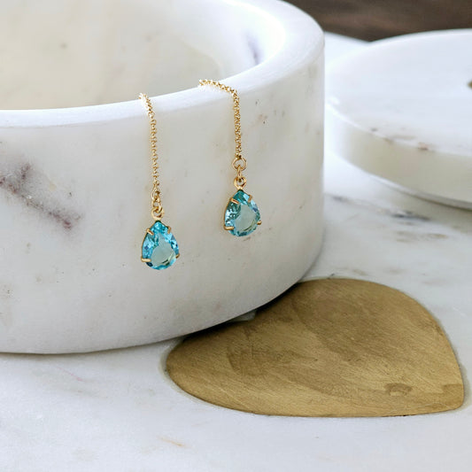 18K Gold Plated Teardrop Threader Earrings
