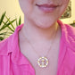 18K Gold Plated Studded Zirconia Girl Circle Hearts Necklace