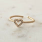 18K Gold Plated Delicate Adjustable Studded Zirconia Heart Ring